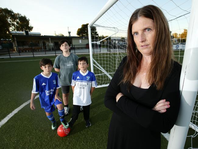 Christina Mammino and her three boys Josh, 11, Jake, 13, and Jack, 7. Picture: Norm Oorloff