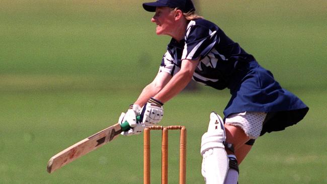 Former Australian cricketer Cathryn Fitzpatrick bats for Victoria in 1999.