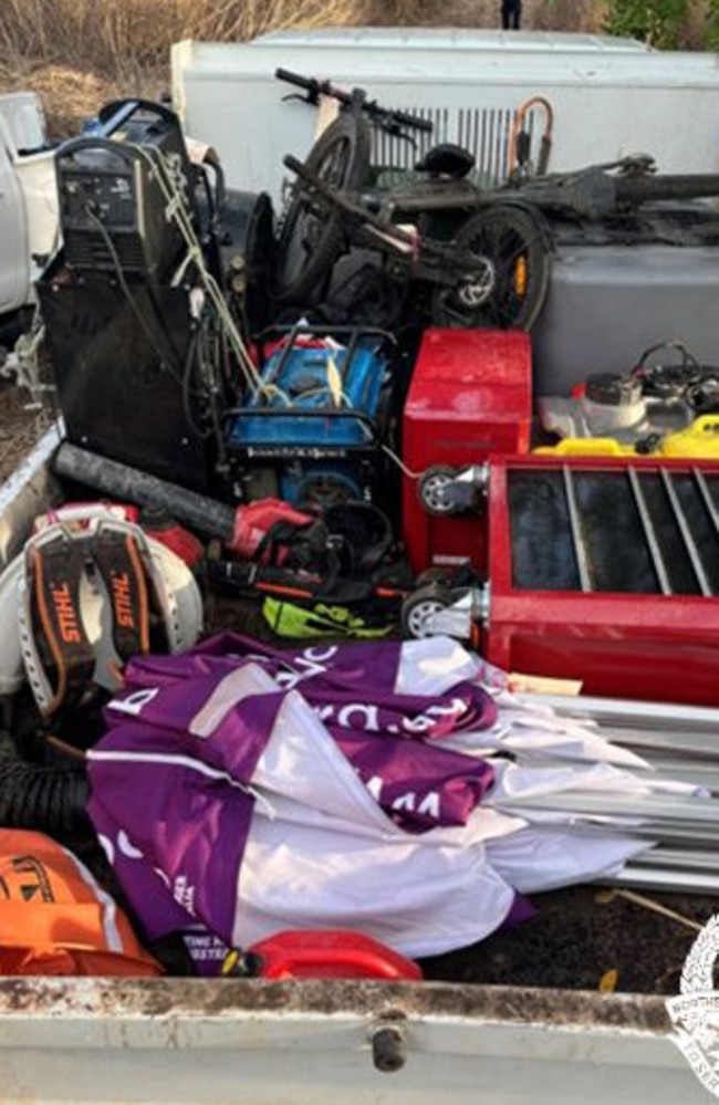 NT Police recovered a trailer full of stolen items. Picture: NTPFES