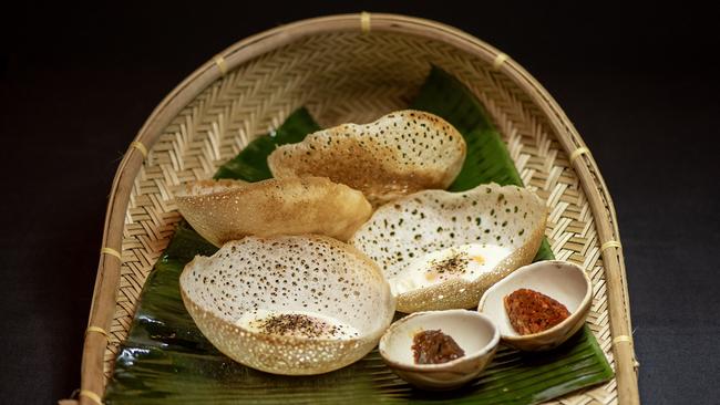 Hoppers and accompaniments at Taprobane Sri Lankan restaurant in Unley. Picture: Supplied.