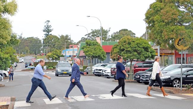 Ben Robinson (Panthera Group), Deputy Mayor Paul Le Mottee, Hannah Sheehan (Panthera Group) and Donna Howarth (Circle of Friends) at William Street, Raymond Terrace. Supplied.