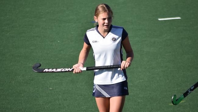 Far North Coast player in the Division 2 sem-final against Central Coast at the NSW U-18s Girls Hockey Championships, May 23.