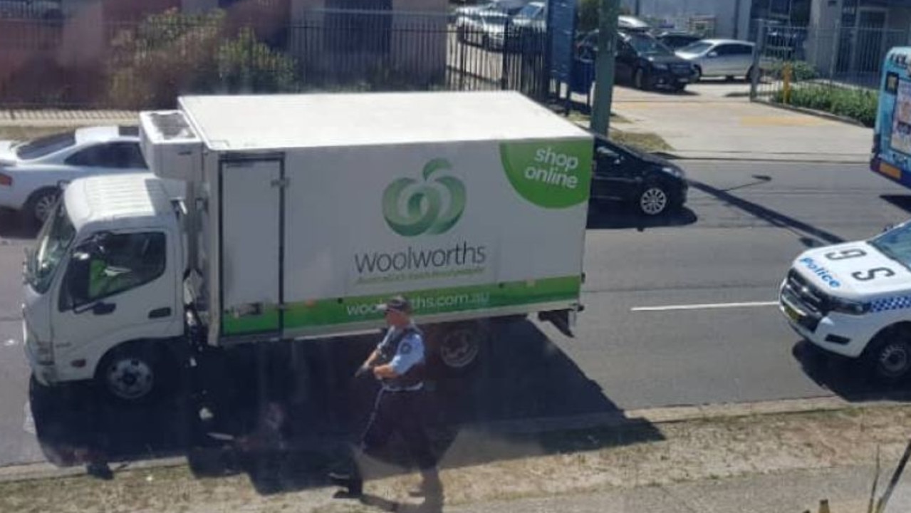 The Woolworths van at the stabbing scene in Rockdale. Picture: Instagram user @color_me_beautiful_by_jain