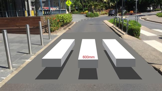 An artist impression of the proposed 3D zebra crossing to be painted at Pier Point Rd in Cairns.