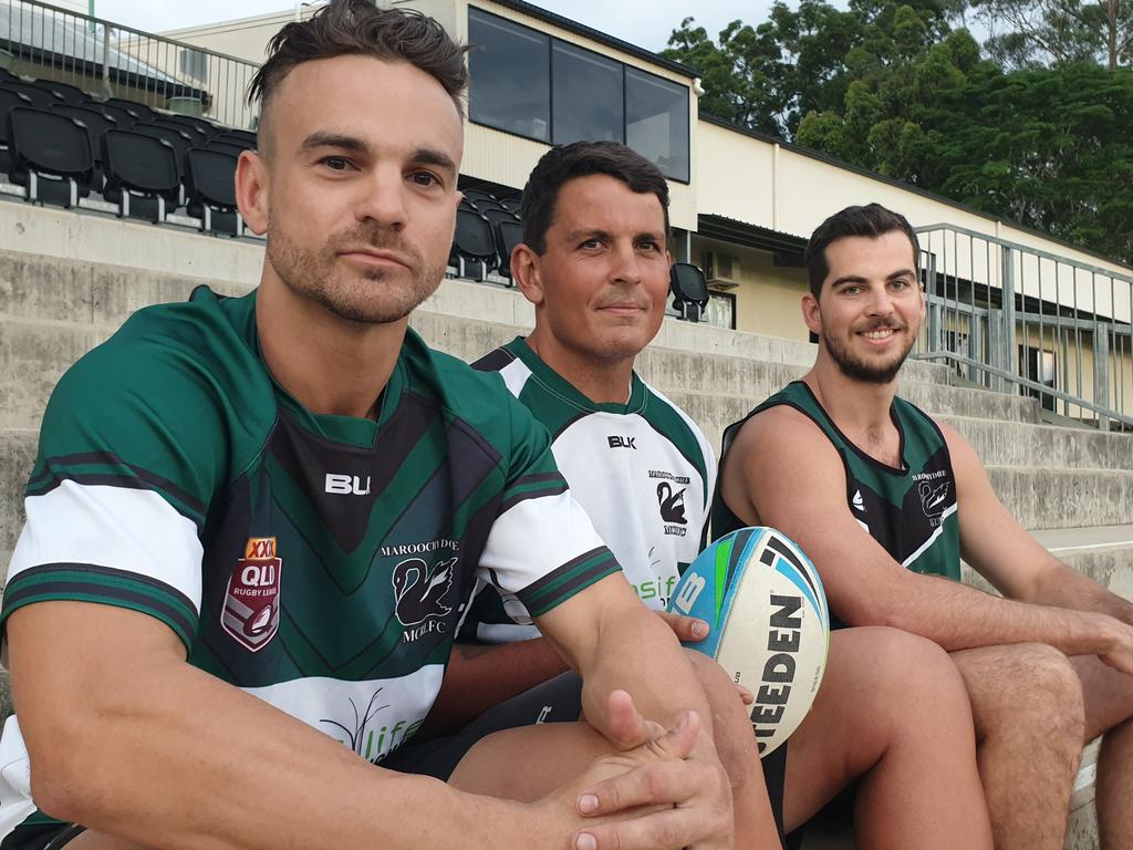 Brad Kent and Bart Hold have returned to the Maroochydore Swans to link back with former skipper Josh Buckland. Picture: Matty Holdsworth