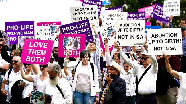 Protesters at the anti-abortion rally. Picture: Mike Burton