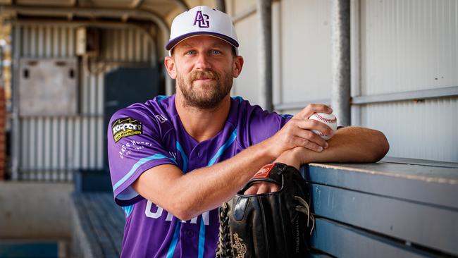 Adelaide Giants’ US import Ryan Chaffee has overcome mental health challenges to carve out a professional baseball career. Picture: Matt Turner