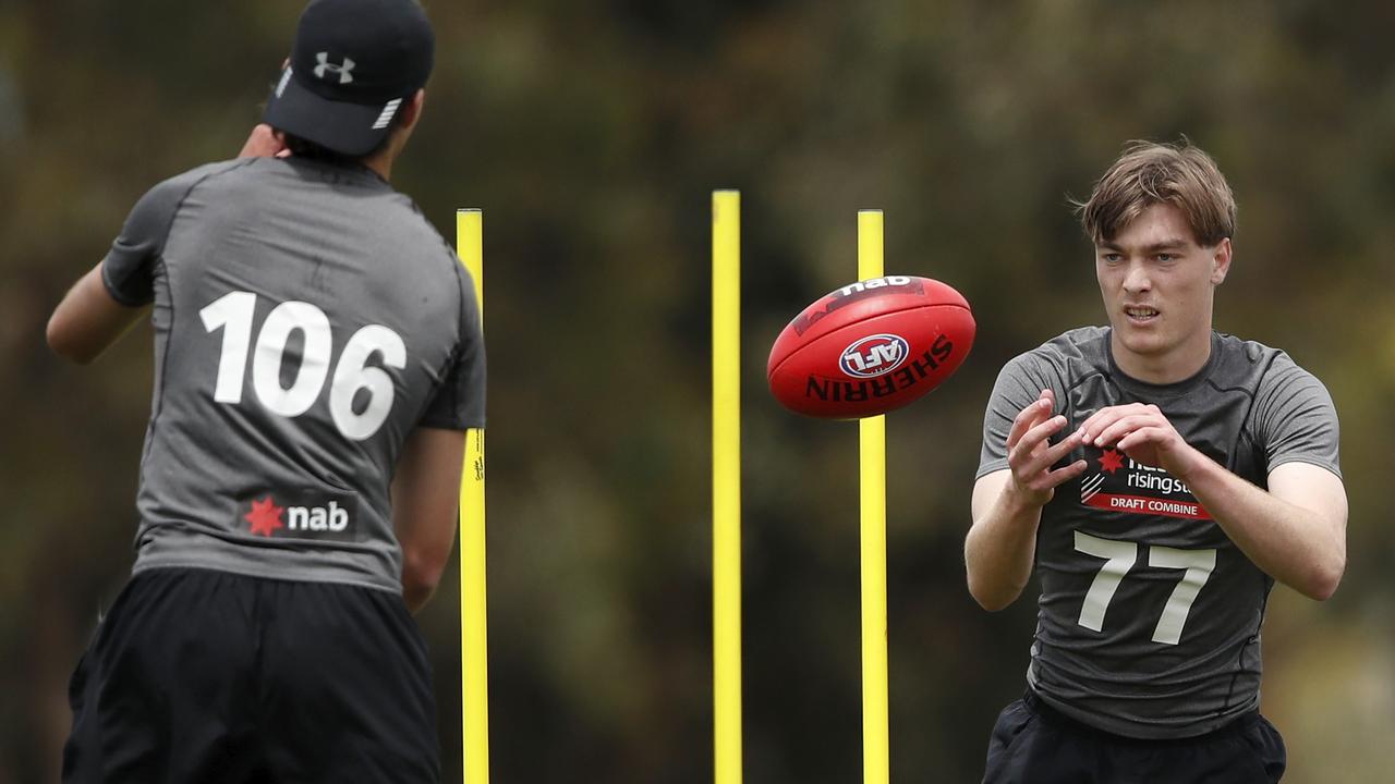 Geelong Falcons draft prospect Cameron Fleeton works.