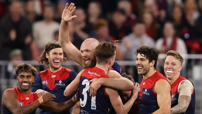 Max Gawn will hope to emulate Barassi and hoist the premiership cup. Picture: Getty Images