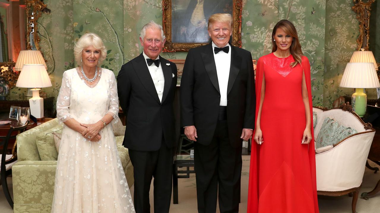 Mr Trump and First Lady Melania Trump host a dinner at Winfield House for Prince Charles, Prince of Wales and Camilla, Duchess of Cornwall. Picture: Chris Jackson — WPA Pool/Getty Images