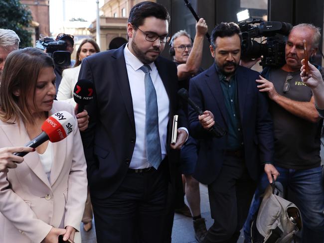 SYDNEY, AUSTRALIA - APRIL 15: Bruce Lehrmann emerges from court on April 15, 2024 in Sydney, Australia. Justice Michael Lee has ruled in favour of Network Ten and journalist Lisa Wilkinson in Bruce Lehrmann's defamation case. The case arose from allegations aired on 'The Project' news program, in which Brittany Higgins claimed she was raped by a colleague in Parliament House. Lehrmann, who denied any sexual contact with Ms Higgins, alleged defamation by the broadcast, despite not being explicitly named. The court found that Lehrmann had raped Brittany Higgins on the balance of probabilities.  (Photo by Don Arnold/Getty Images)