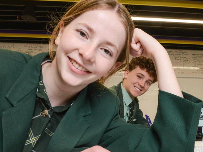 Westminster School Year 12 maths students Zoe Sibbons and Harry Gregg prepare for exams, 3rd November 2022. Picture: Brenton Edwards