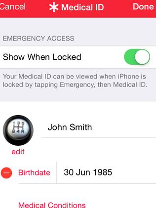 Medical ID ... add emergency contacts and allergies in the Health App.