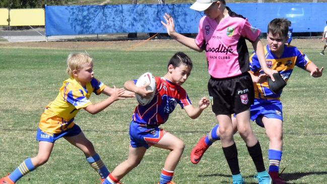 Action from the latest Redbank Plains under-9 team's rugby league game against Norths. Picture: Gary Reid