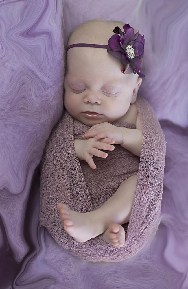 Peiyton Grace Innes during her newborn photo shoot in July 2016. Little Peiyton passed away from SIDS a few weeks later. She is the main reason Marianne Wuthrich became a volunteer with Heartfelt Photography. Picture: Marianne Wuthrich