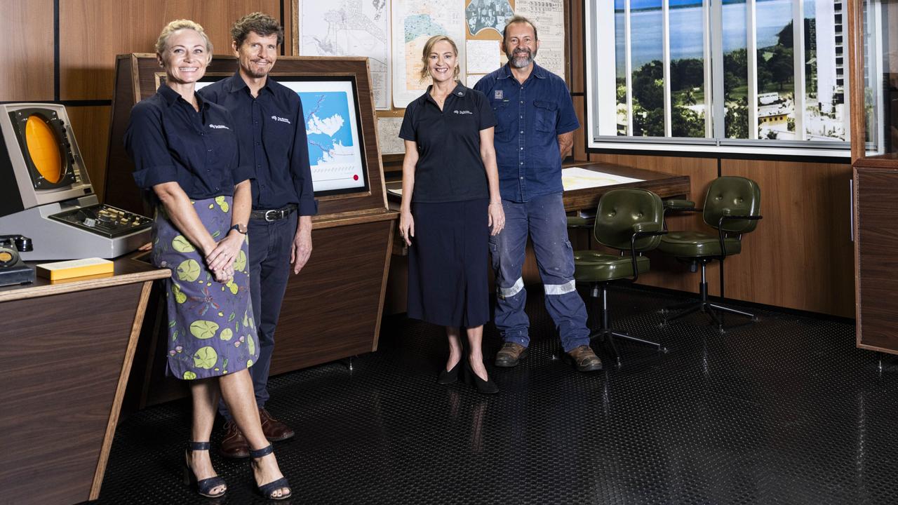 Bureau of Meterology team members Shenagh Gamble, Ian Shepherd and Jude Scott with MAGNT Territory history curator Jared Archibald.