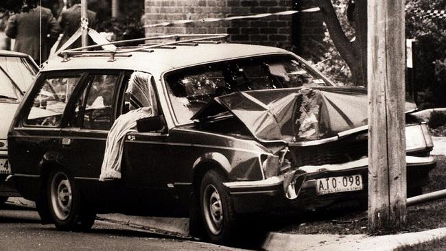 Graeme Jensen lies slumped in driver's seat after being shot dead by Victorian police in Narre Warren in 1988.