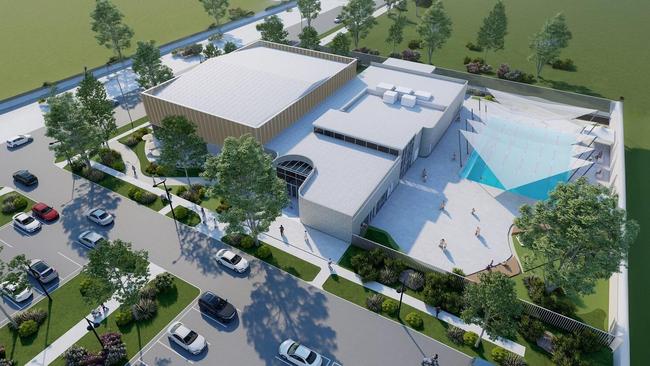 An aerial perspective of the new-look Guildford Swim Centre.