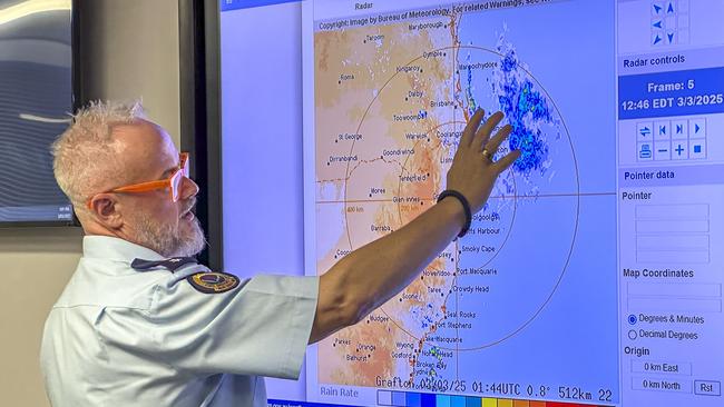 NSW SES Deputy Zone Commander Superintendent Scott McLennan addresses the media on cyclone Alfred's expected impact on northern NSW from an SES base in Goonellabah.