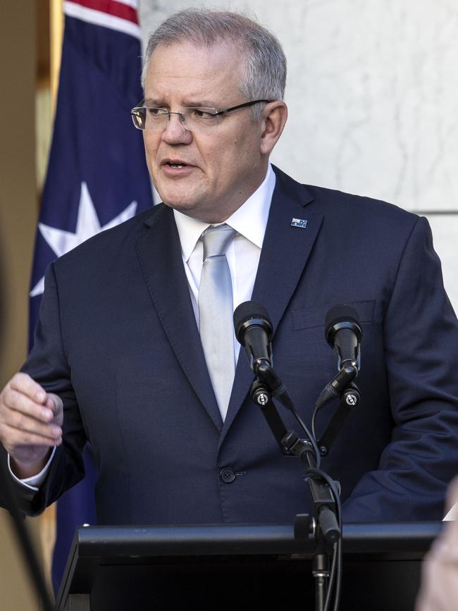 Scott Morrison at his briefing on Wednesday. Picture: Gary Ramage