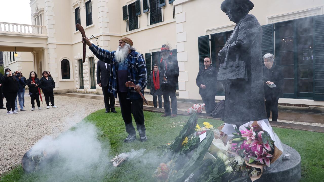 Indigenous leaders perform a smoking ceremony at Government house in Adelaide to commemorate the Queen. Picture: NCA NewsWire / David Mariuz