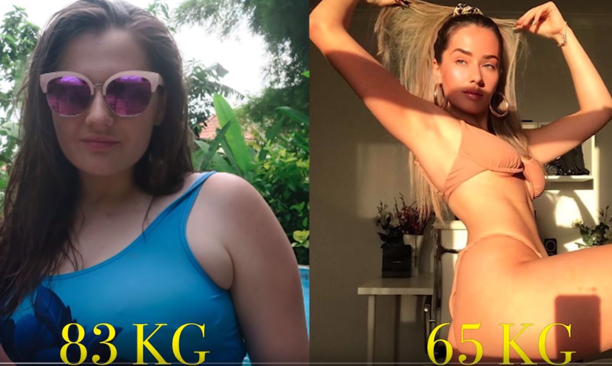 She credits being in a calorie deficit for her stunning transformation. Picture: YouTube