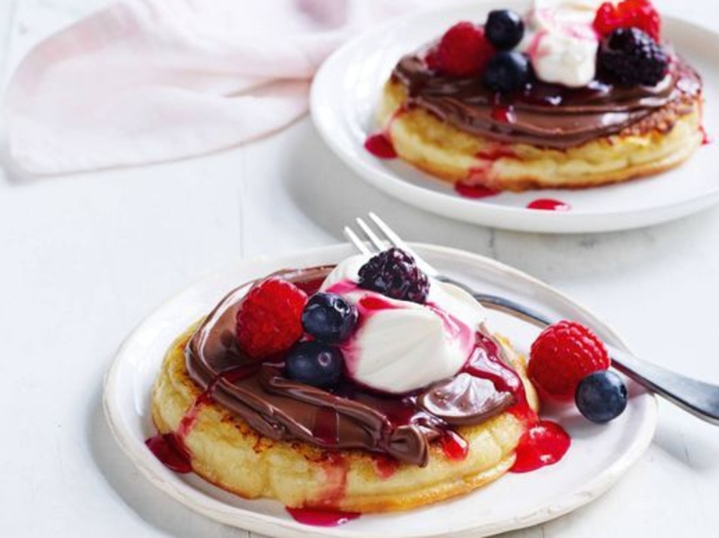 Crumpet French toast with Nutella.