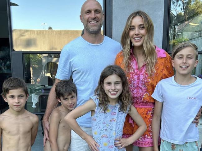 Bec and Chris Judd with twins Tom and Darcy their older children Oscar and Billie.