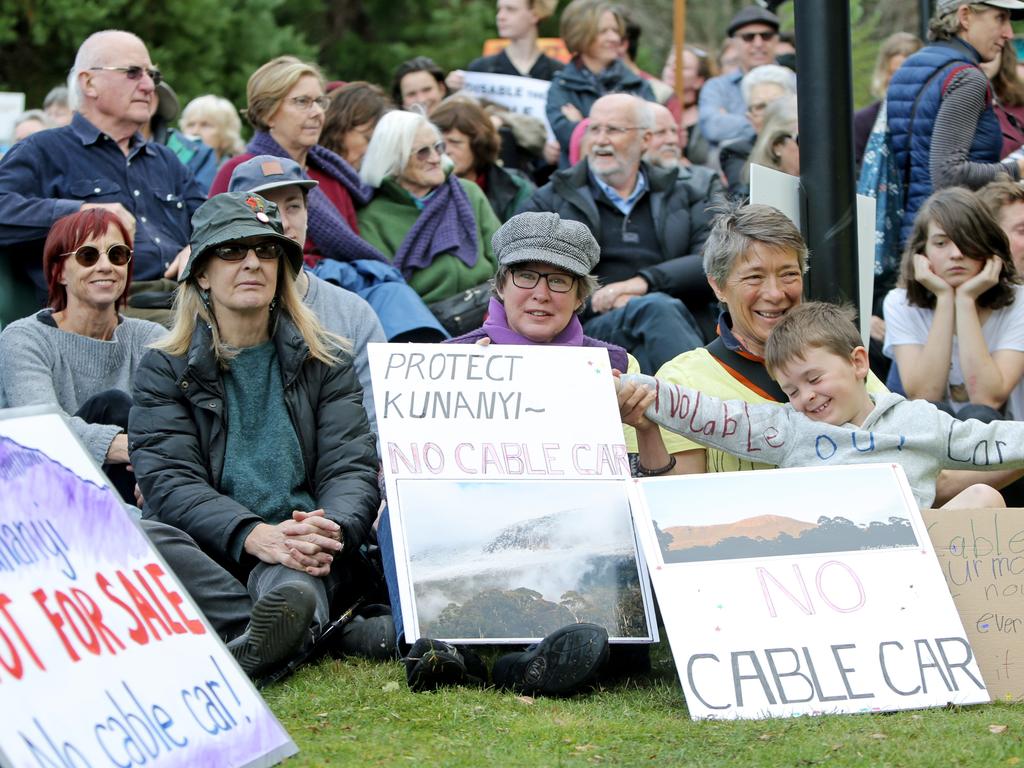 Thousands gathered for the Mountain Mayday Rally at the Cascade Gardens in South Hobart. Picture: PATRICK GEE