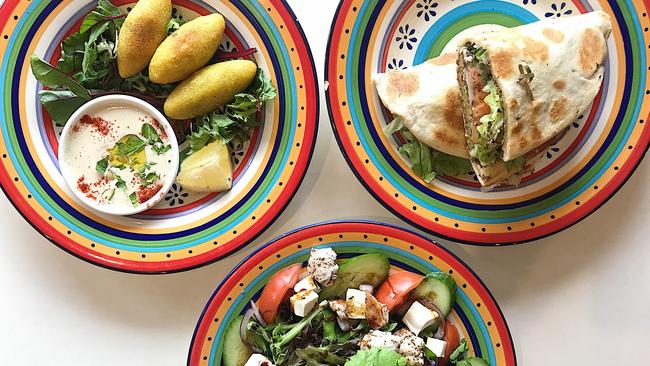 Lunch at Al Mina, Prospect. Kibbeh, falafel, salad. Picture: Jessica Galletly