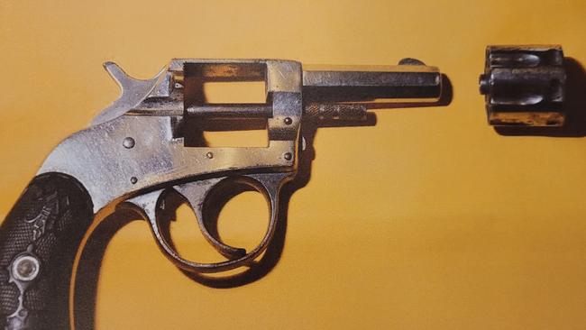 The revolver that prosecutors allege helped crack the case. It was linked to the shooting and seized from a man who is now the key prosecution witness.