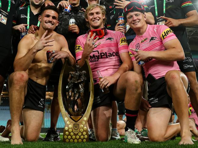 Nathan Cleary, Lindsay Smith and Brad Schneider: ready for a tilt at five in a row in 2025. Picture: NRL Imagery