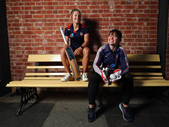 SA Scorpion players Bridget Patterson and Tegan McPharlin have recently quit their day jobs to concentrate on their cricket. Photo: TAIT SCHMAAL.