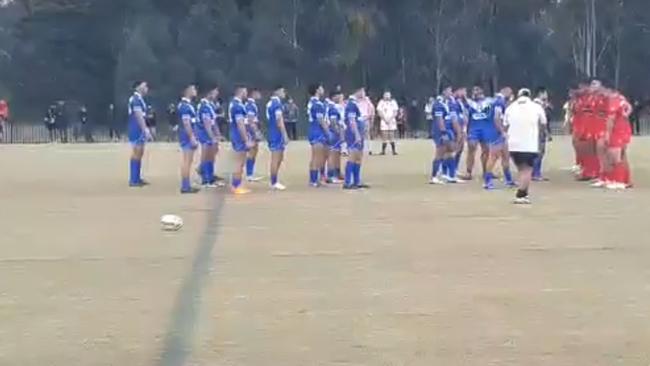 Action from the Tonga vs. Samoa rugby league match at Federation Forest in Mt Druitt on October 5, before the brawl broke out.