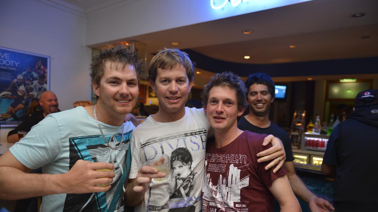 Jason McLay, Bob Appo, and Scott Dawes at the Grand Hotel, Gladstone. Photo Luka Kauzlaric / The Observer