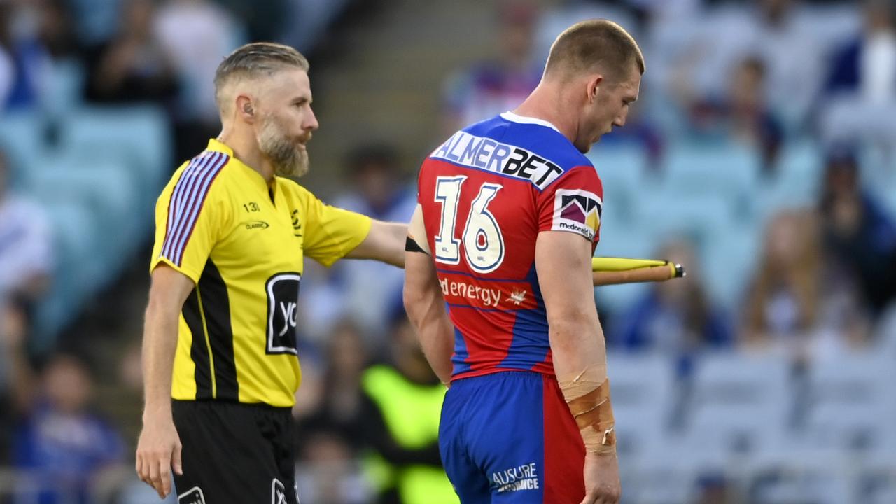 Knights forward Jack Hetherington was sin-binned in last week's loss to Canterbury. Credit: NRL Images.