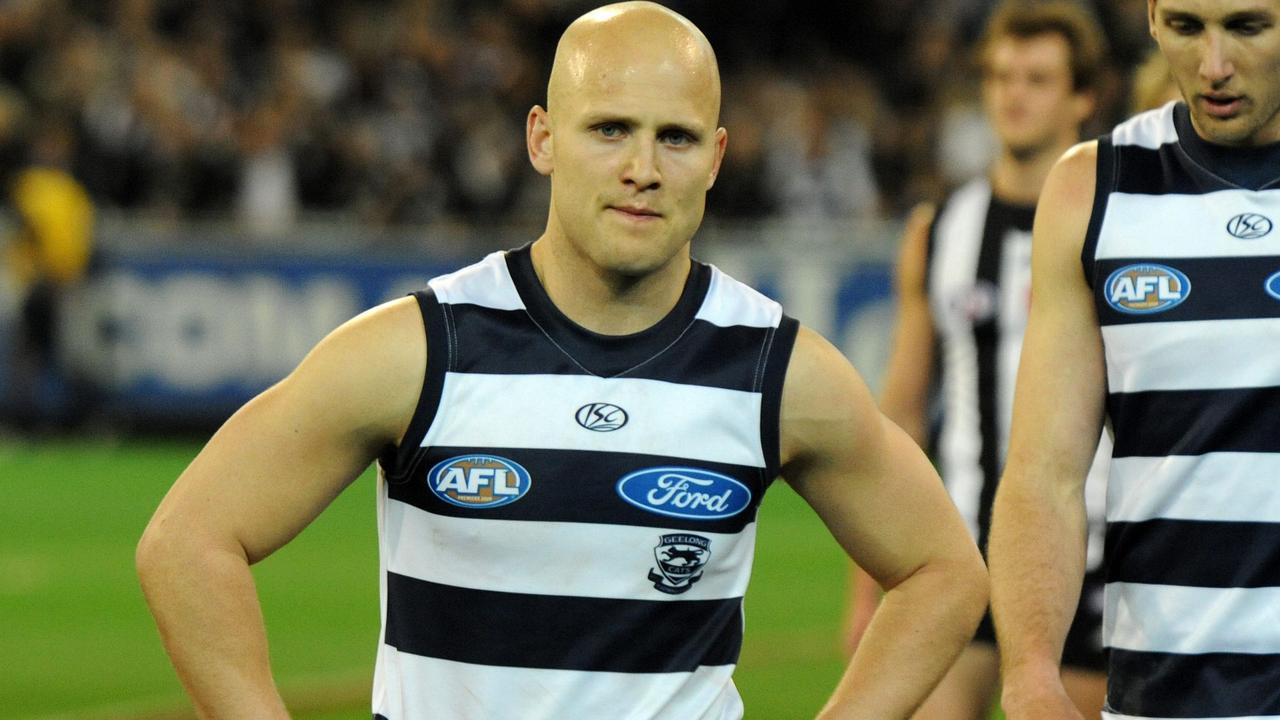 Gary Ablett after the 2010 preliminary final, his last game for Geelong before returning in 2018.