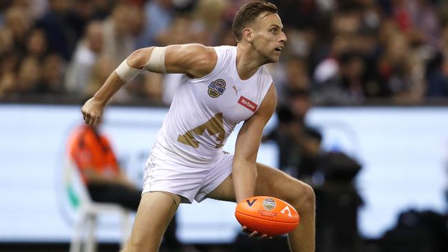 ALL STAR: Crow Brodie Smith in action for the All-Stars against Victoria in last month’s State-of-Origin Bushfire Relief game. Picture: DYLAN BURNS (AFL Photos via Getty Images).