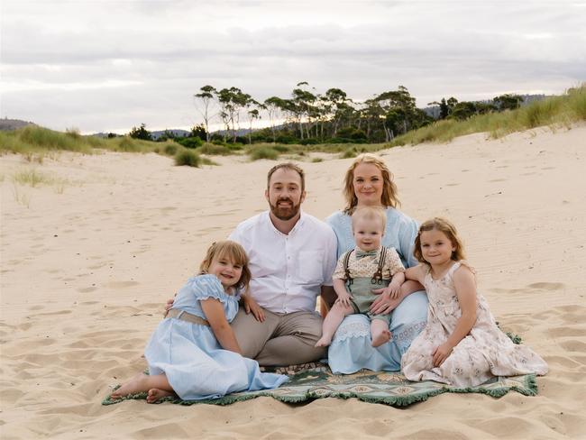 Levis family where all three children were born at Hobart Private. Deliver for Tassie Mums campaign. Picture: Claire Levis