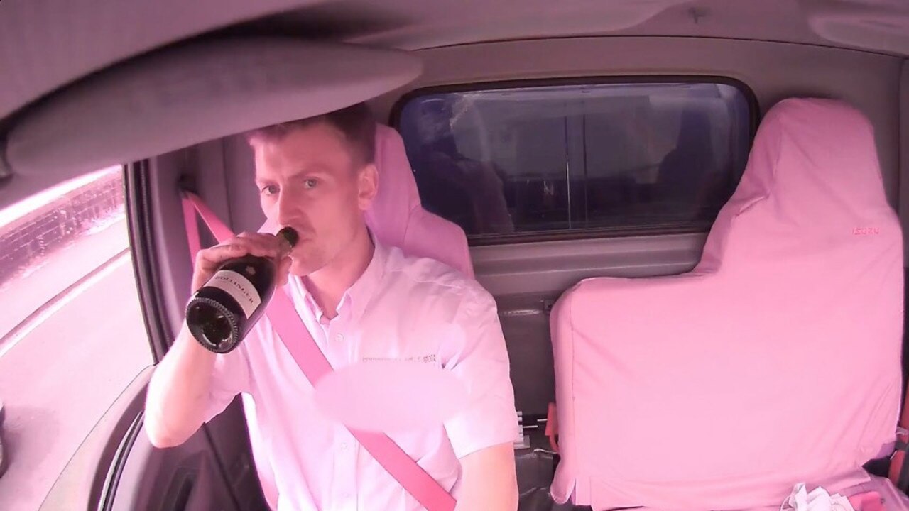 A man is filmed swigging Bollinger champagne at the wheel. Picture: North Yorkshire Police