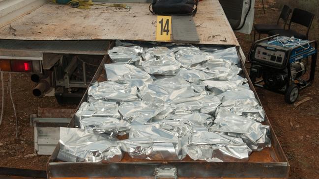 Methamphetamine found hidden inside the stands on a ute on a Bowhill property in 2017. Picture: Australian Federal Police