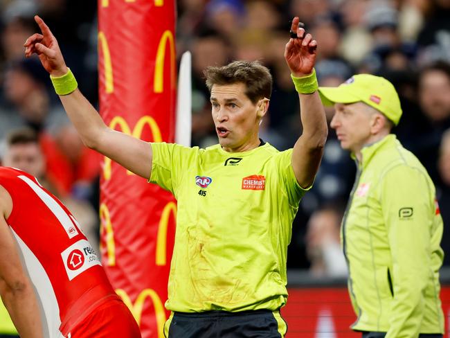 Once an umpire has reviewed a decision, the hawk-eyes in the ARC have about 60 seconds to make a call. Picture: Dylan Burns/AFL Photos via Getty Images