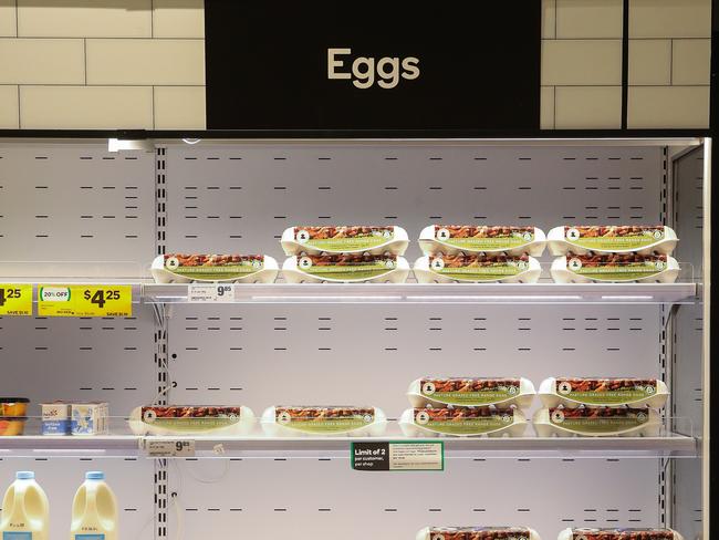 Egg shortages on the supermarket shelves last year as bird flu restricted supply. Picture: NewsWire