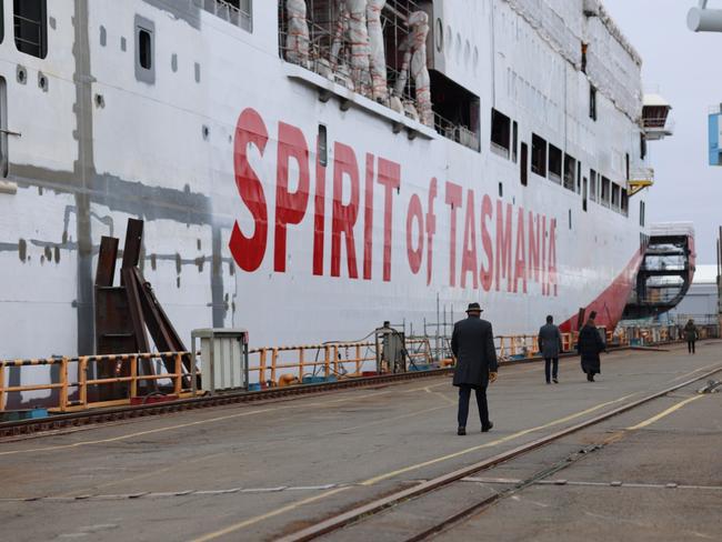 One of the new Spirit of Tasmania vessels, which has become embroiled in controversy in recent weeks, on the docks in Finland. Picture: Janika Heikkonen