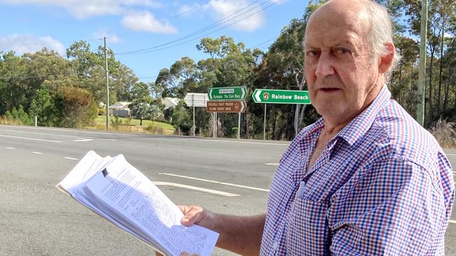 Greg Lewis’ call follows a near-decade long campaign by Rainbow Beach businessman Tony Stewart (pictured) for safety upgrades on Rainbow Beach and Tin Can Bay Roads.