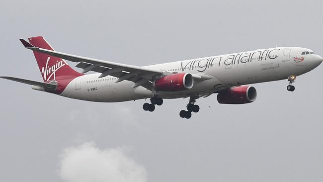 A Virgin Atlantic Airbus coming in to land at London Heathrow Airport. Picture: Justin Tallis / AFP