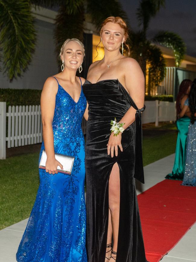 Caitlin Morris and Gracie Morris at Mackay State High School formal 2022.Picture: Michaela Harlow