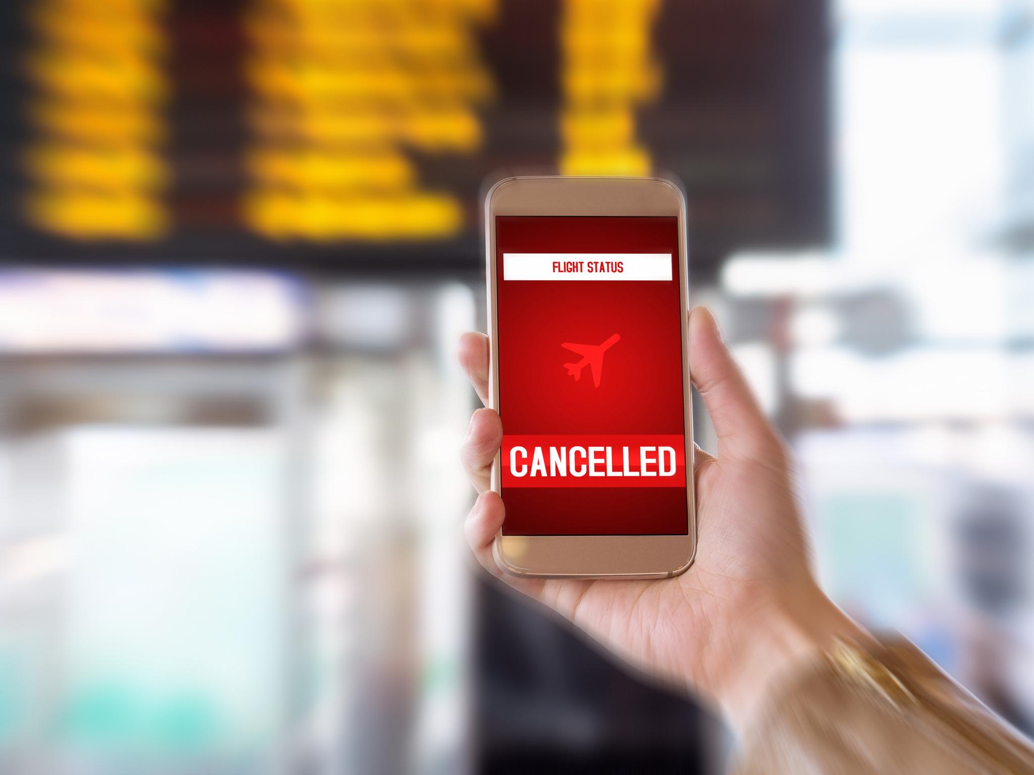 Status canceled. Delayed Flight. Cancelled Flight. Flight is Cancelled.