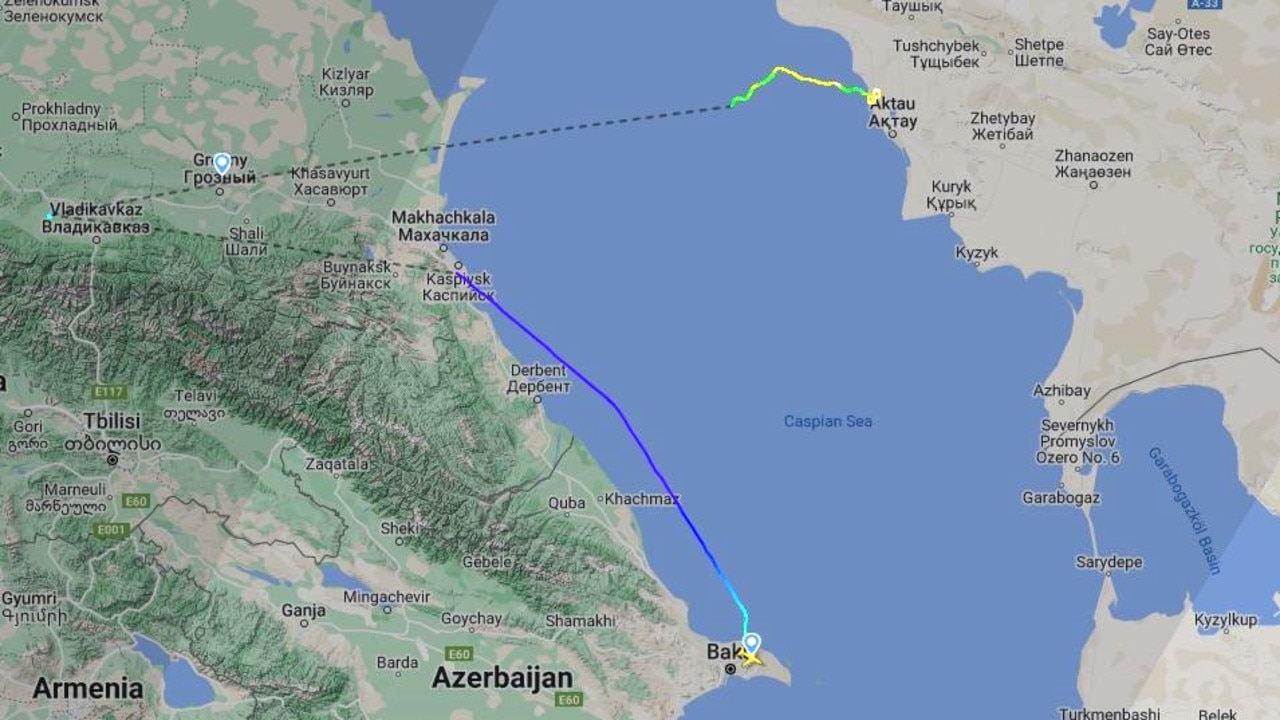 The path the flight took, disappearing from radar for a time before reappearing near its crash site, on the other side of the sea. Picture: FlightRadar