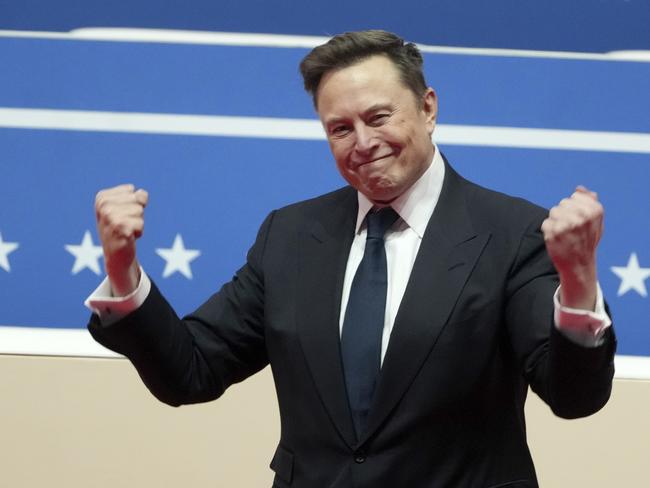 FILE - Elon Musk arrives to speak at an indoor Presidential Inauguration parade event in Washington, Jan. 20, 2025. (AP Photo/Matt Rourke, File)